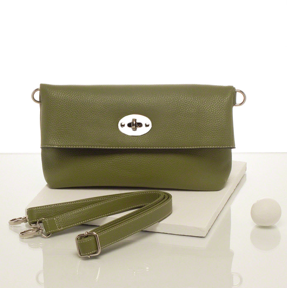 Kris-ana moss green hand or shoulder clutch complete with tote 