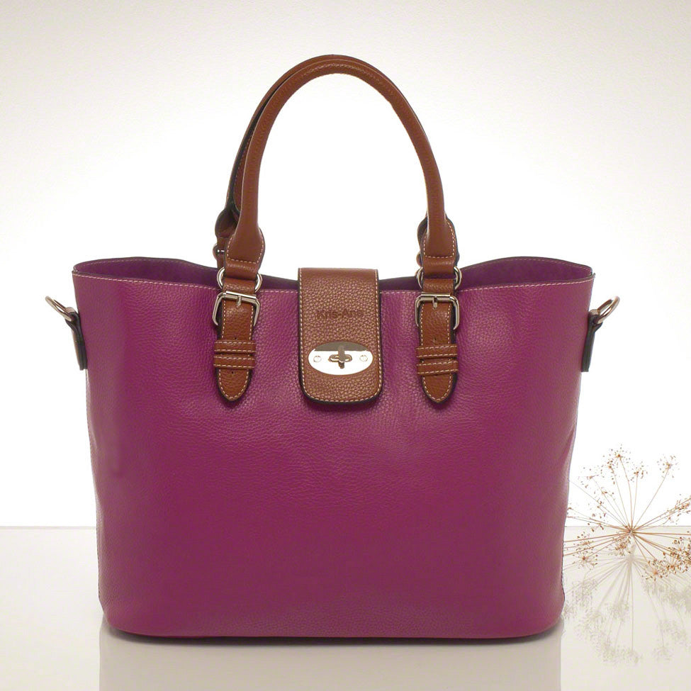 Kris-ana prune hand or shoulder tote with matching clutch set 