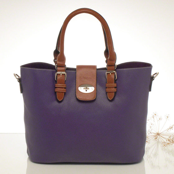 Kris-ana purple hand or shoulder tote with matching clutch set 