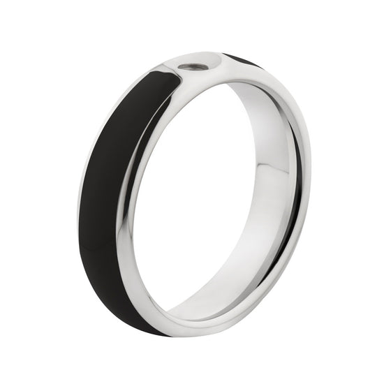 MelanO black/stainless steel lined resin ring - Ellimonelli