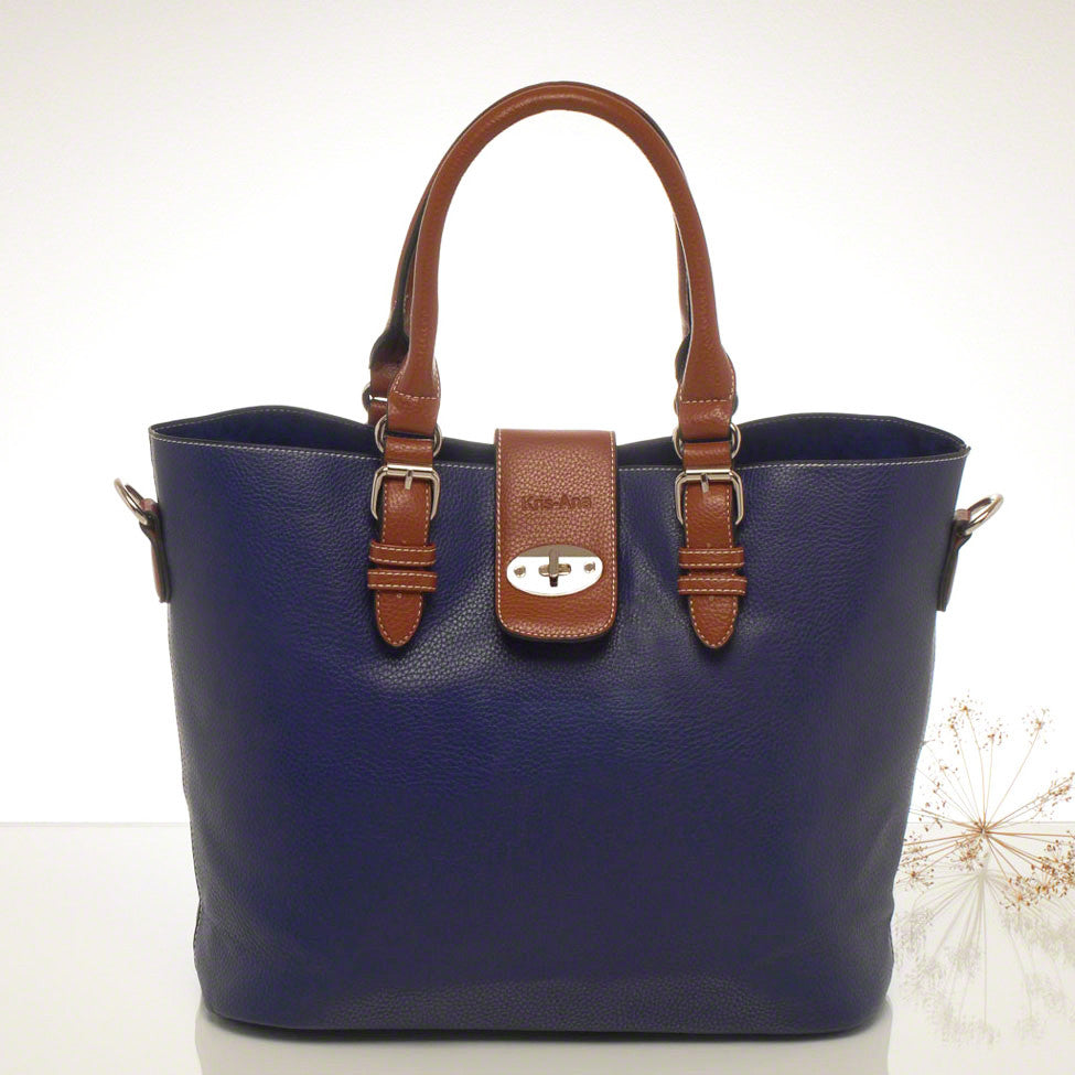 Kris-ana blue hand or shoulder tote with matching clutch set 