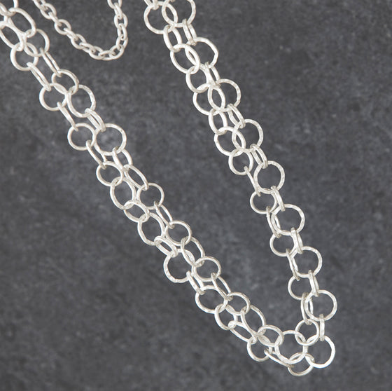 Tutt antique silver finish long 2-strand chain necklace - Ellimonelli