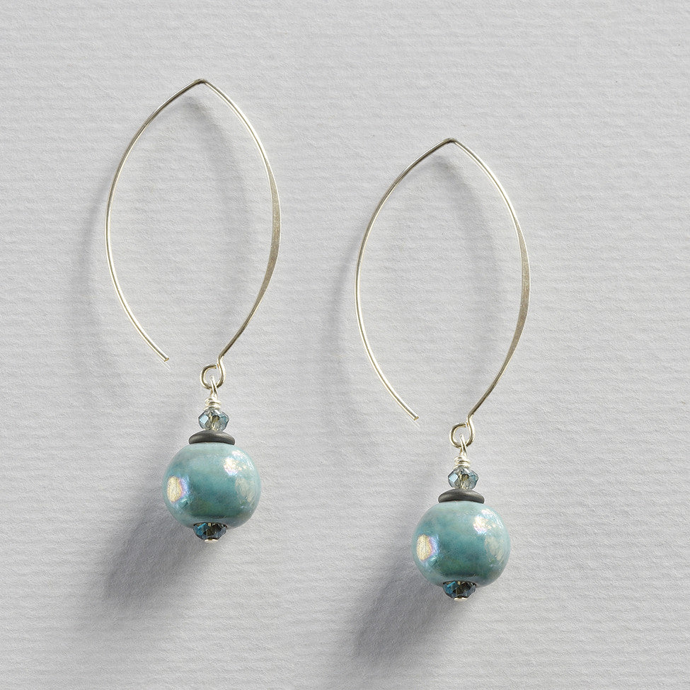 Finty 925 silver earrings with ceramic mottled turquoise drops by Elli