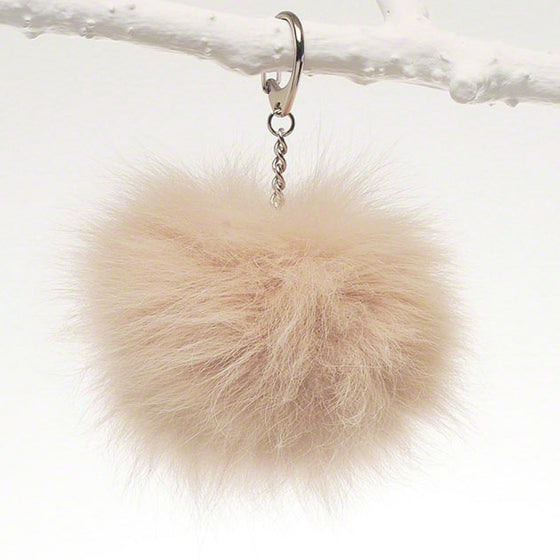 Soft beige luxury fox fur fob for bag, tote and luggage