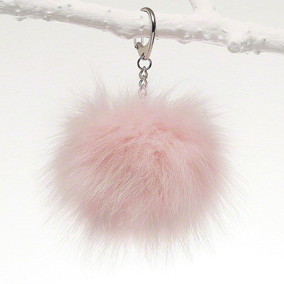 Soft pink luxury fox fur fob for bag, tote and luggage