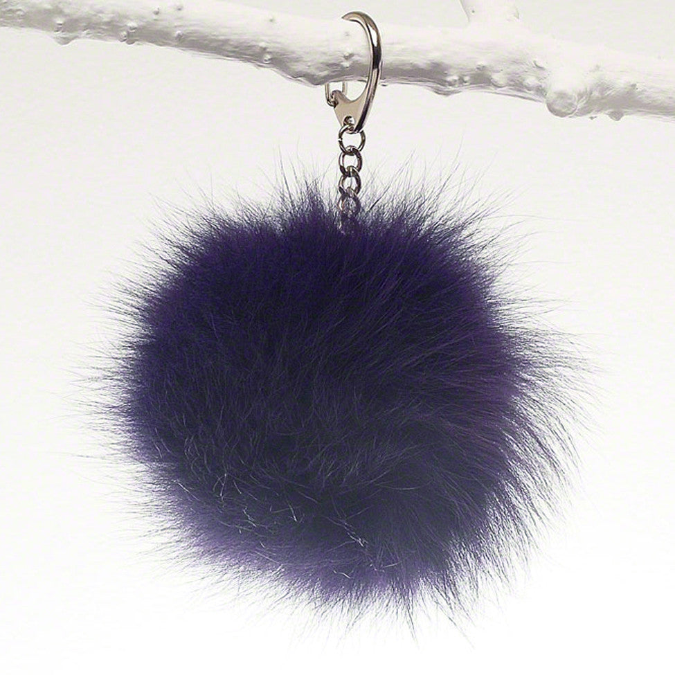 Purple luxury fox fur fob for bag, tote and luggage