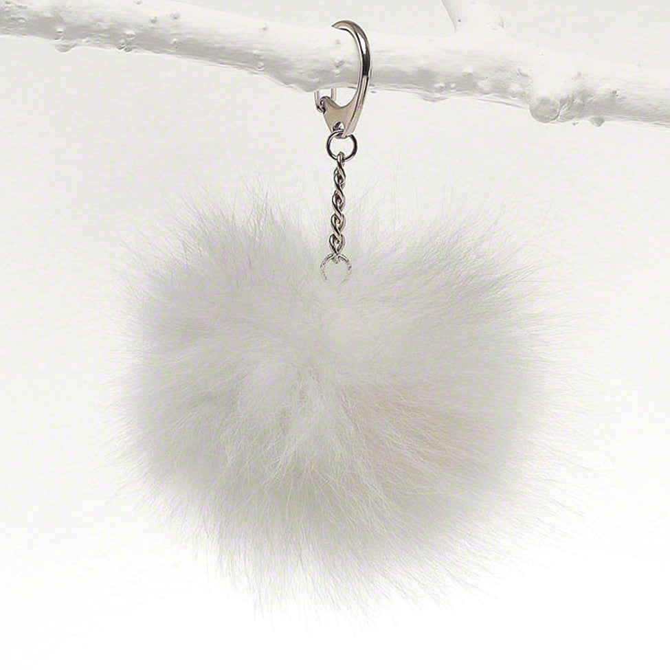 White luxury fox fur fob for bag, tote and luggage