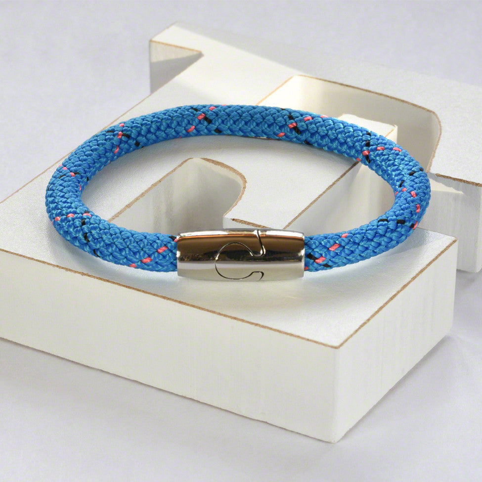 Blue hot air rope  bracelet with stainless steel magnetic clasp