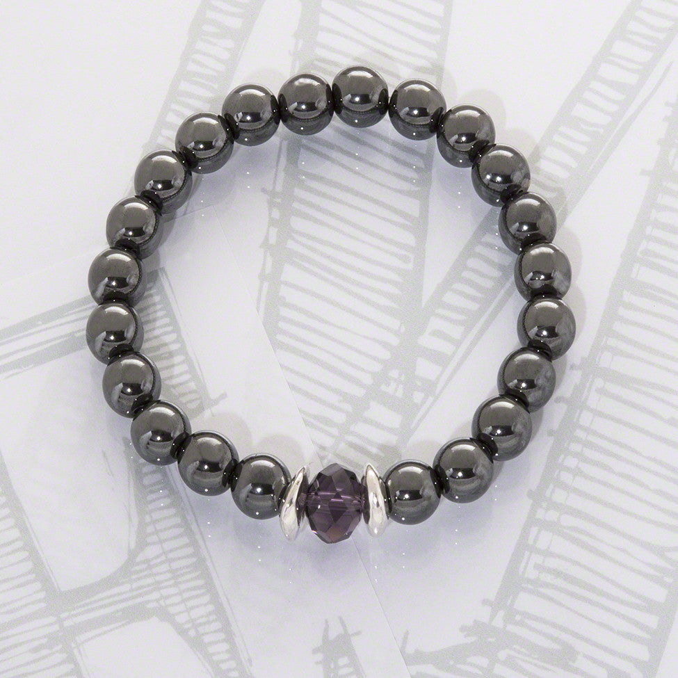 Logan semi-precious hematite/purple crystal  bracelet by Elli
