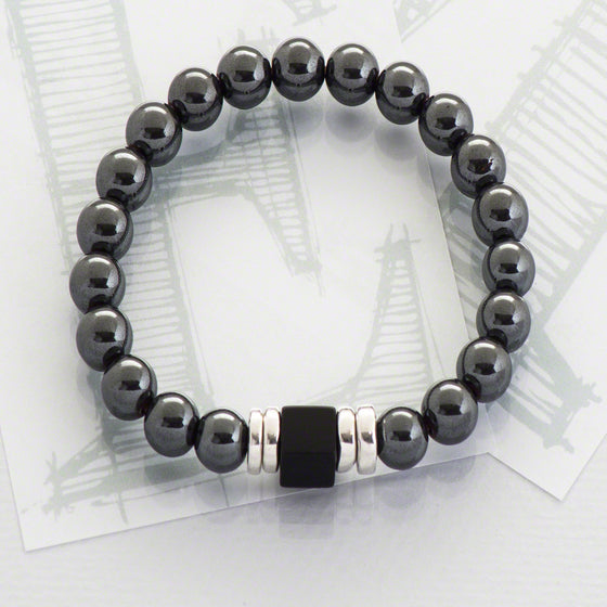 Lucca semi-precious hematite/black onyx bracelet by Elli