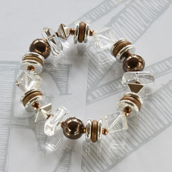 Mimi semi-precious crystals, ceramic bronze and silver bracelet by Elli