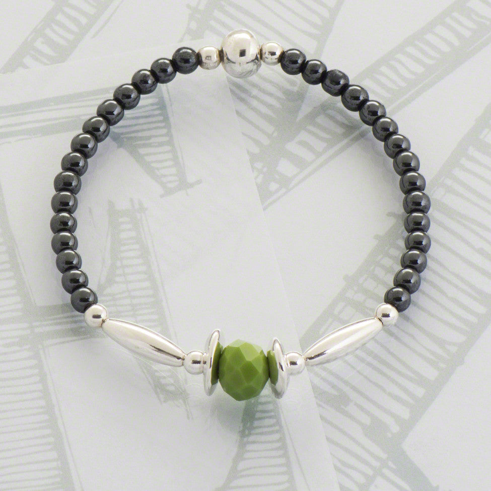 Poésy delicate semi-precious hematite and silver bracelet by Elli