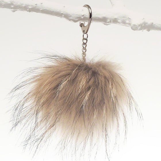 Luxury raccoon fur fob for bag, tote and luggage