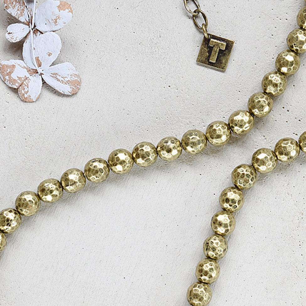 Tutti antique gold finish short dimpled necklace - Ellimonelli