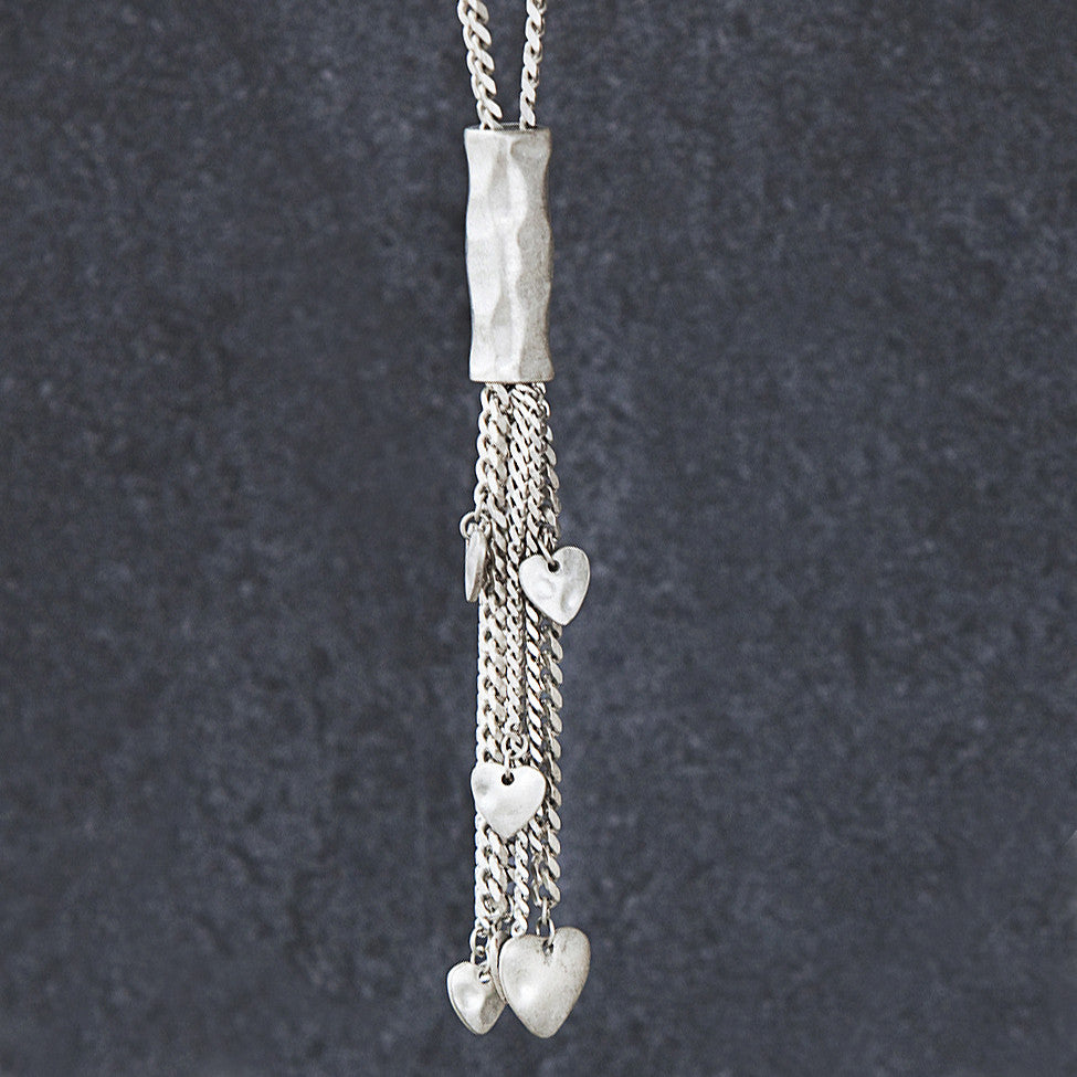 Tutti antique silver heart tassel necklace - Ellimonelli