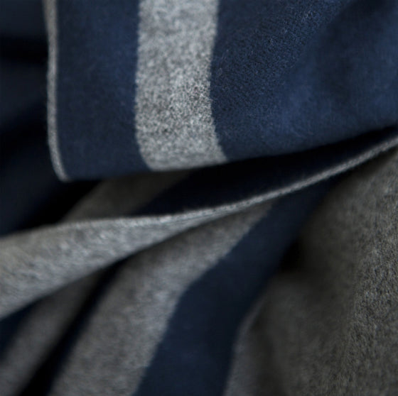 Tutti luxurious grey/navy wrap with selvedge edge detail - Ellimonelli
